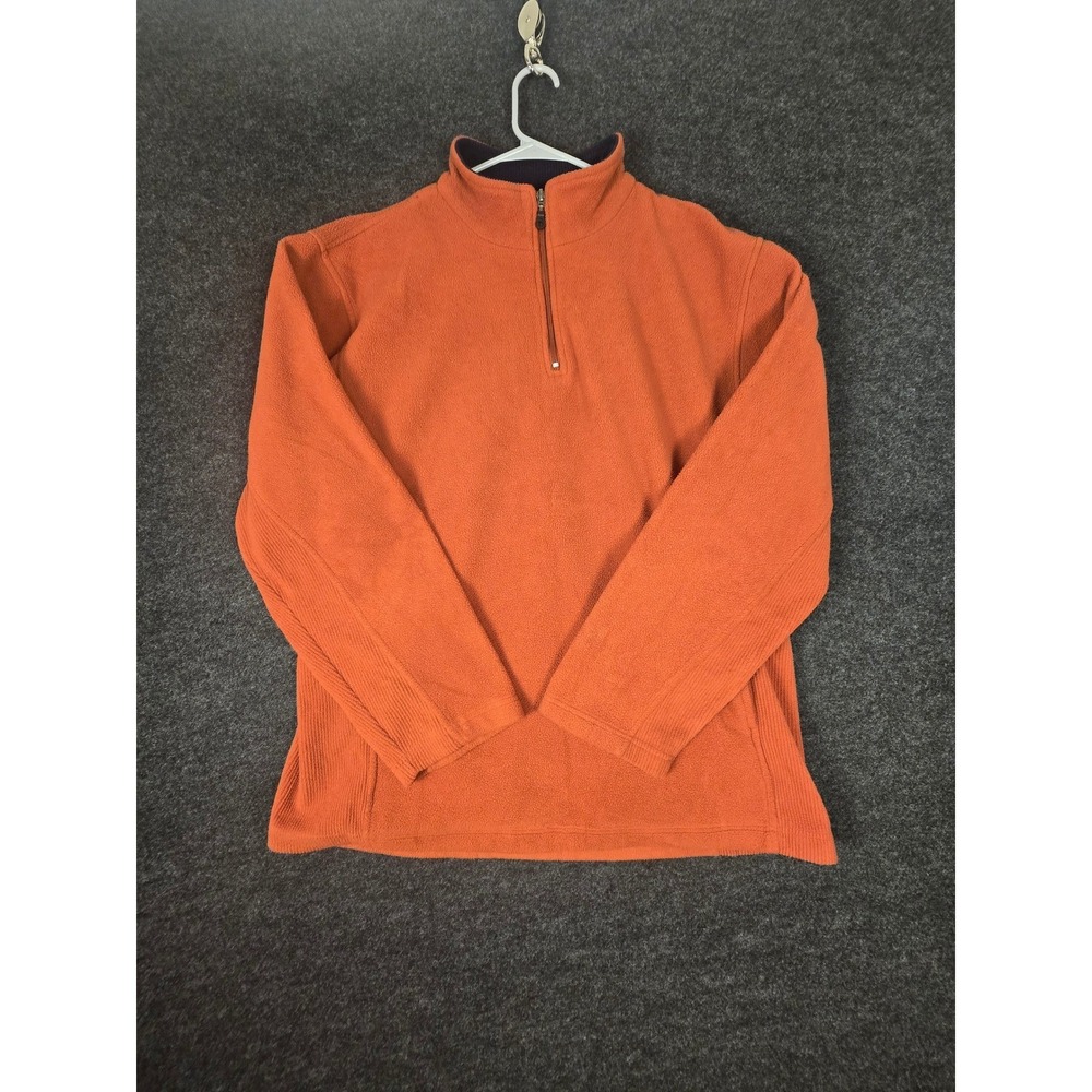 Savile Row Mens Orange Cozy Fleece 1/4 Zip Pullover Sweatshirt XL